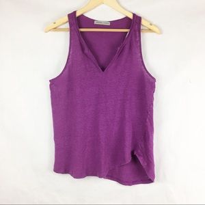 Athleta Purple Asymetric 100% Linen Tank Top Sz M